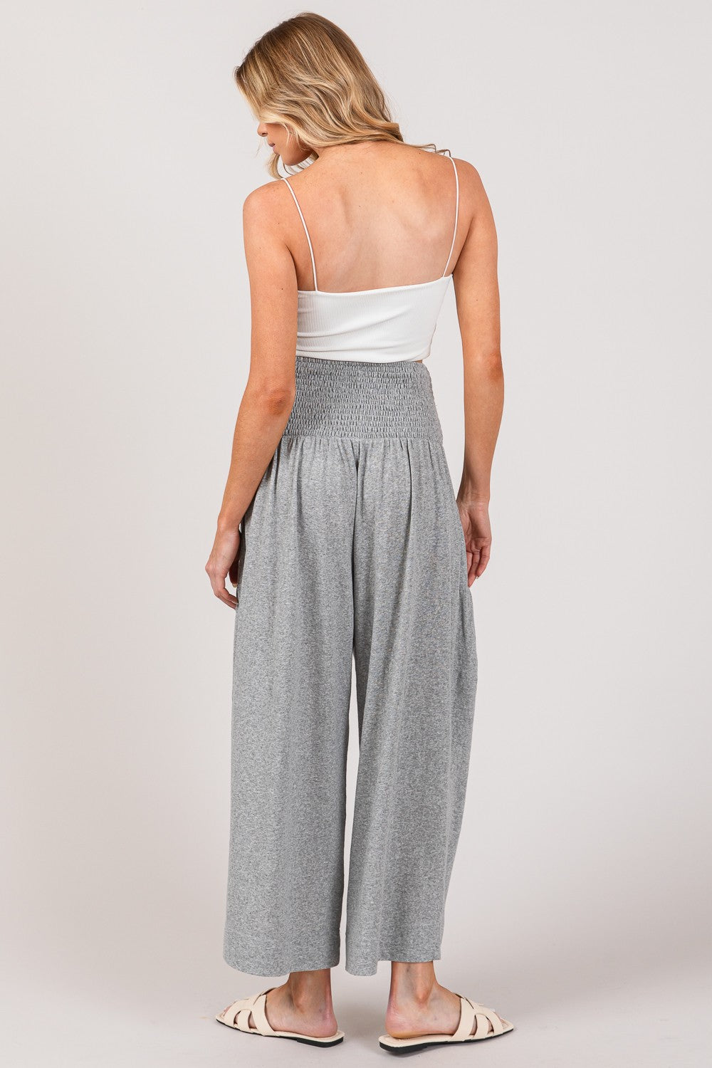 Last One Sale! Drawstring Smocked High Waist Pants