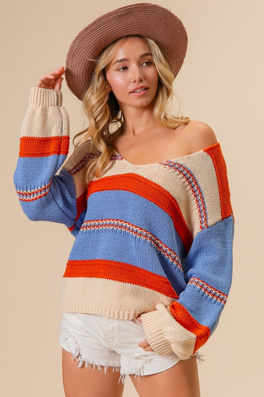 Striped Scoop Neck Sweater