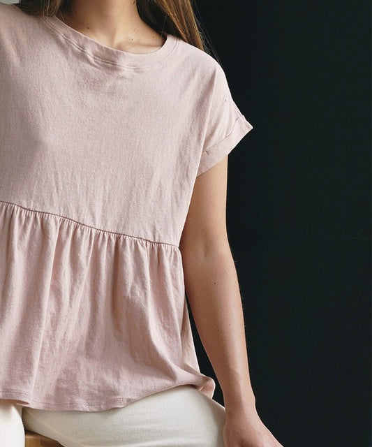 Premium Cotton Babydoll Slightly Cropped Tee