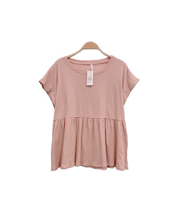 Premium Cotton Babydoll Slightly Cropped Tee