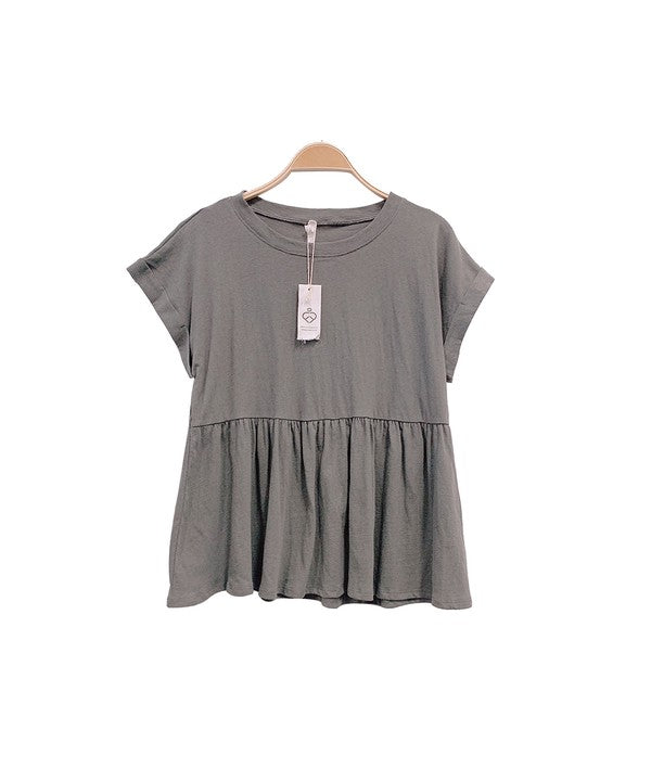 Premium Cotton Babydoll Slightly Cropped Tee