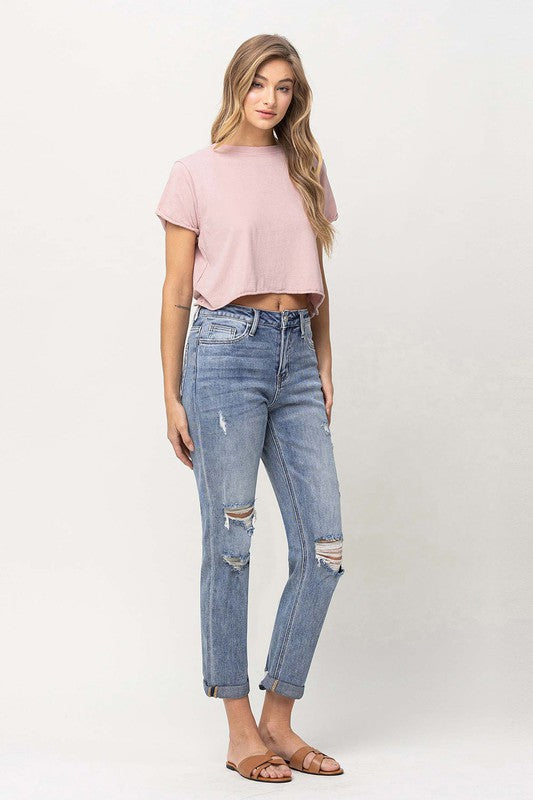 Last One Sale! Originally $72 Distressed Stretch Boyfriend Jeans