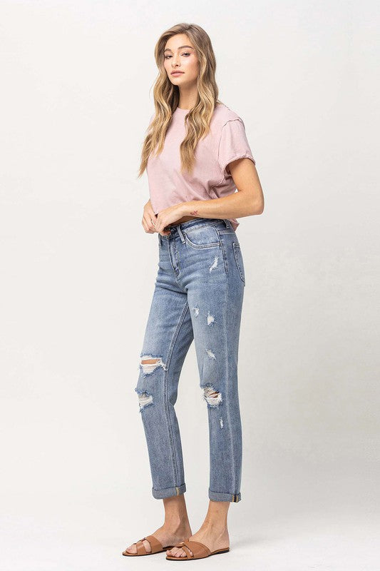 Last One Sale! Originally $72 Distressed Stretch Boyfriend Jeans