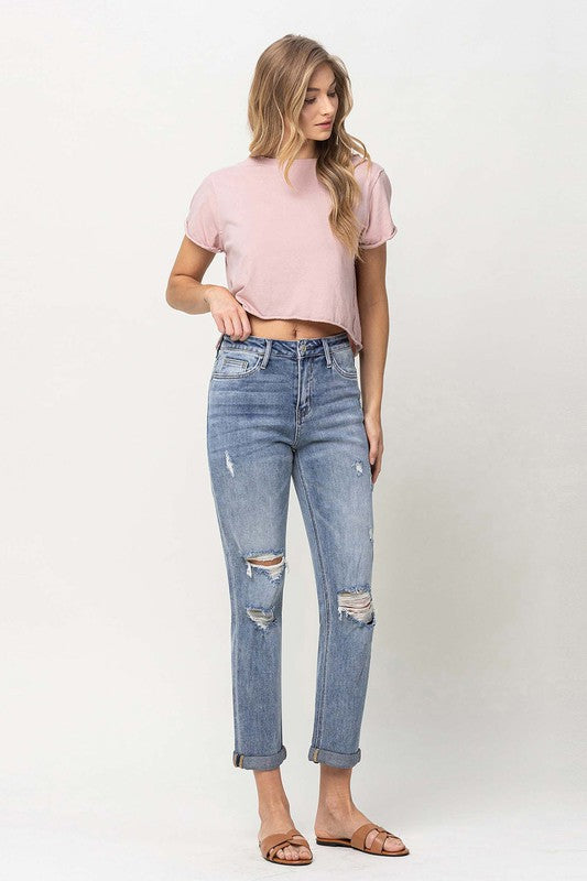 Last One Sale! Originally $72 Distressed Stretch Boyfriend Jeans