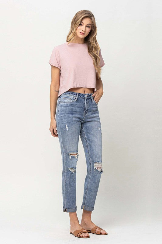 Last One Sale! Originally $72 Distressed Stretch Boyfriend Jeans