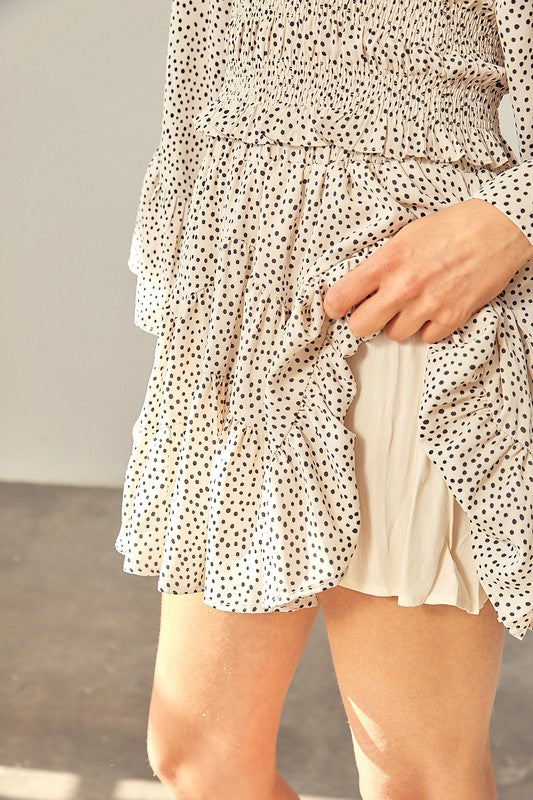 Last One Sale! Orinially $48 Dot Print Ruffled Skort