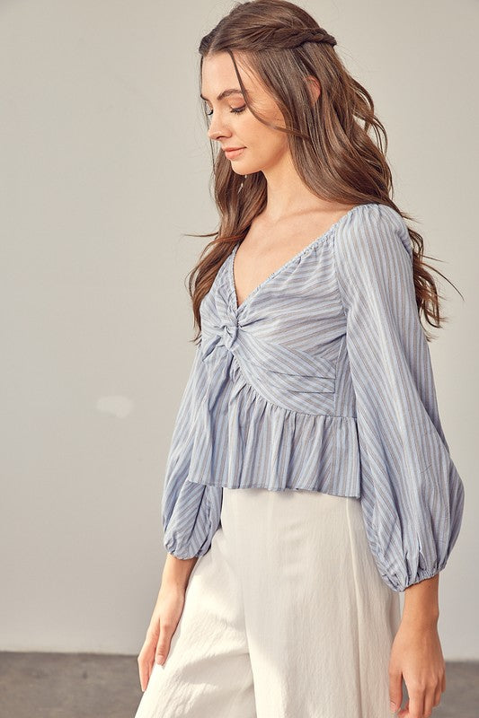 Cotton Chambray Striped Top