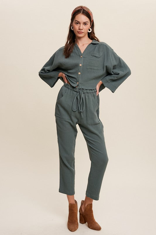 Last One Sale! Originally $72 Long Sleeve Button Down and Long Pants Sets