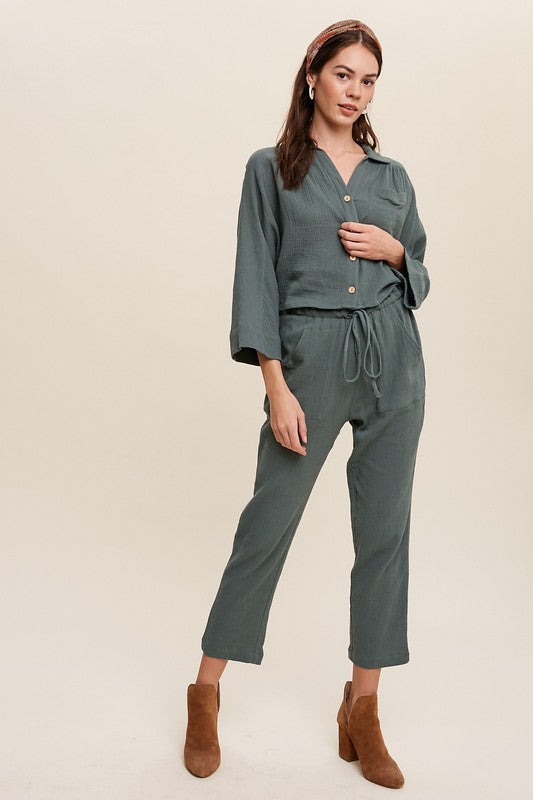 Last One Sale! Originally $72 Long Sleeve Button Down and Long Pants Sets