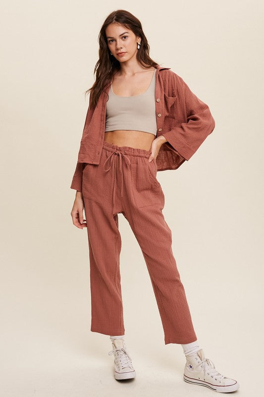 Last One Sale! Originally $72 Long Sleeve Button Down and Long Pants Sets