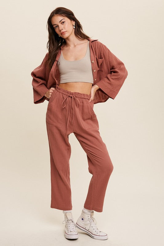 Last One Sale! Originally $72 Long Sleeve Button Down and Long Pants Sets