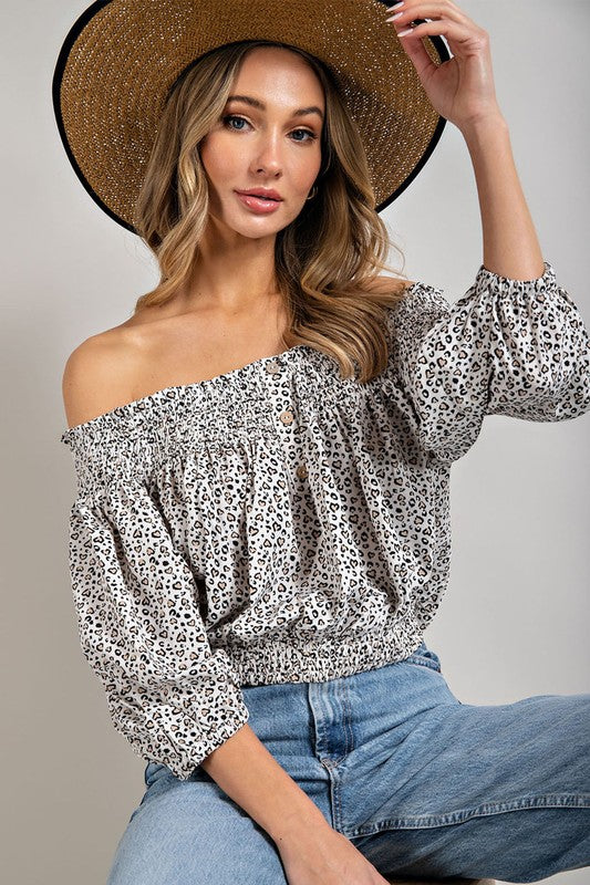 Animal Print Off The Shoulder Top