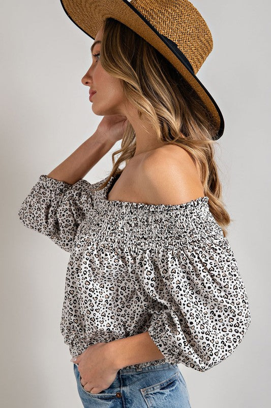 Animal Print Off The Shoulder Top