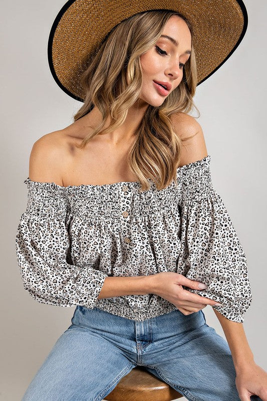 Animal Print Off The Shoulder Top