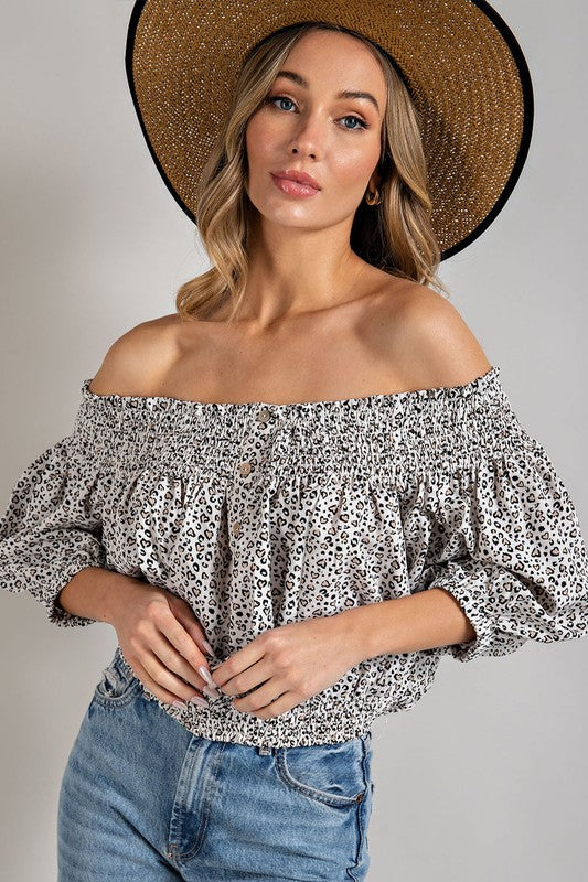 Animal Print Off The Shoulder Top