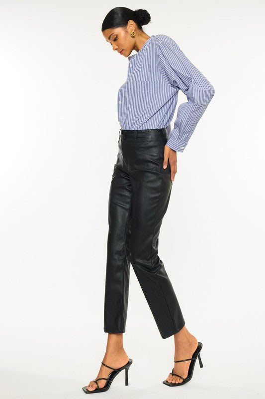 High-Rise Faux Leather Pants