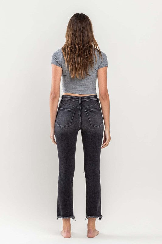 Last One Sale! Originally $69 High Rise Stretch Distressed Crop Slim Straight