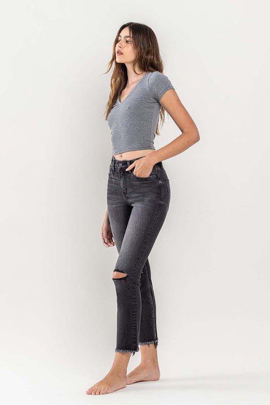 Last One Sale! Originally $69 High Rise Stretch Distressed Crop Slim Straight