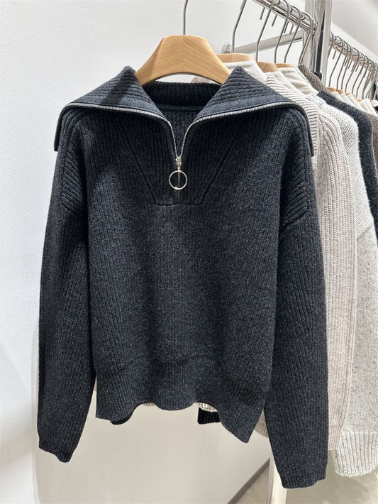 Ribbed Half Zipped Sweater