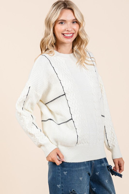 Cable Knit Long-Sleeve Sweater