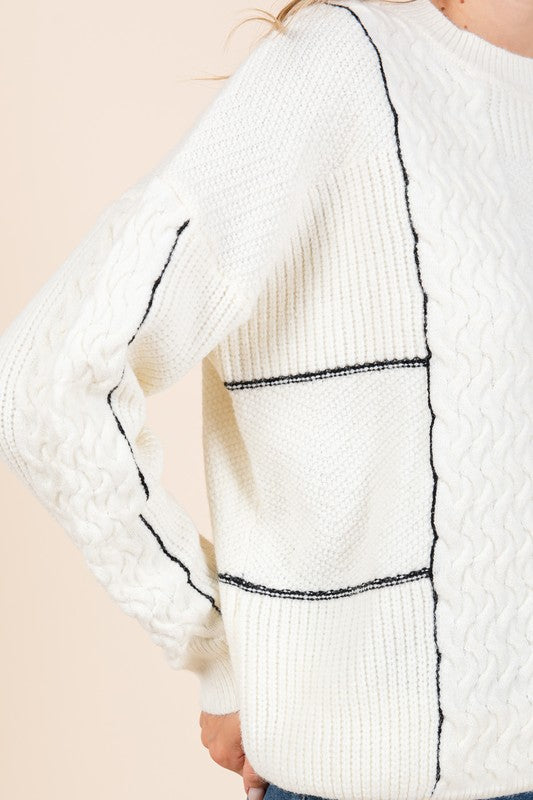 Cable Knit Long-Sleeve Sweater