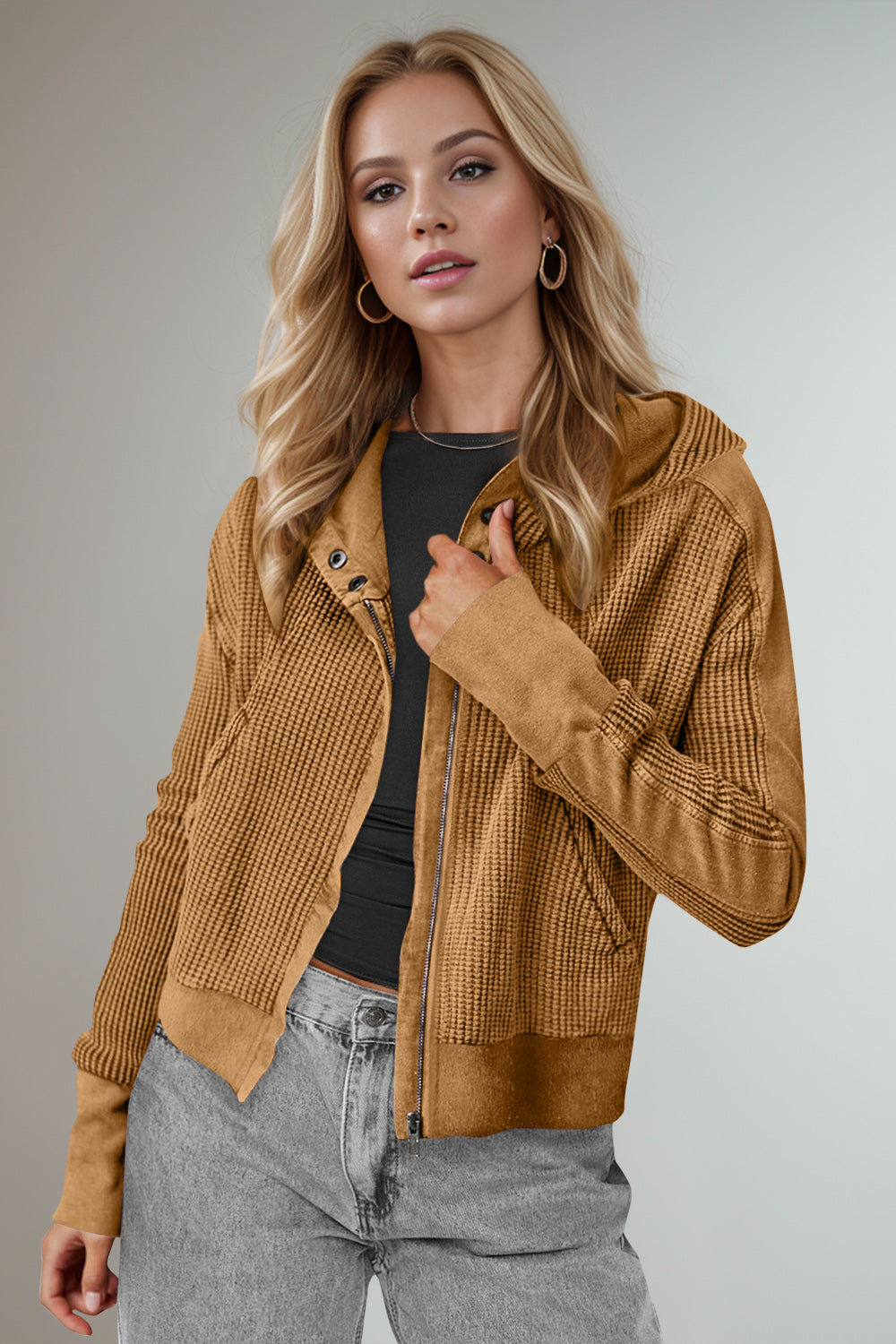 Waffle-Knit Jacket