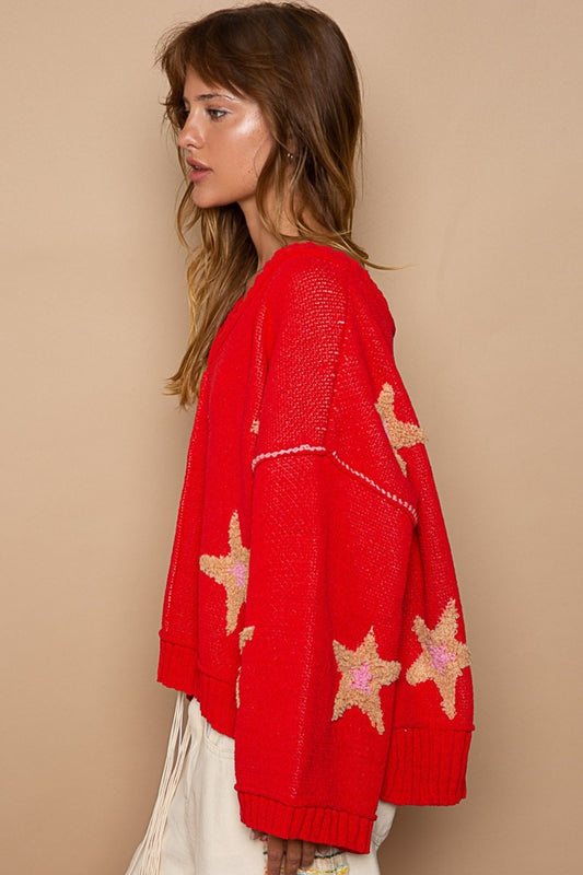 Long Sleeve Star Patch Sweater