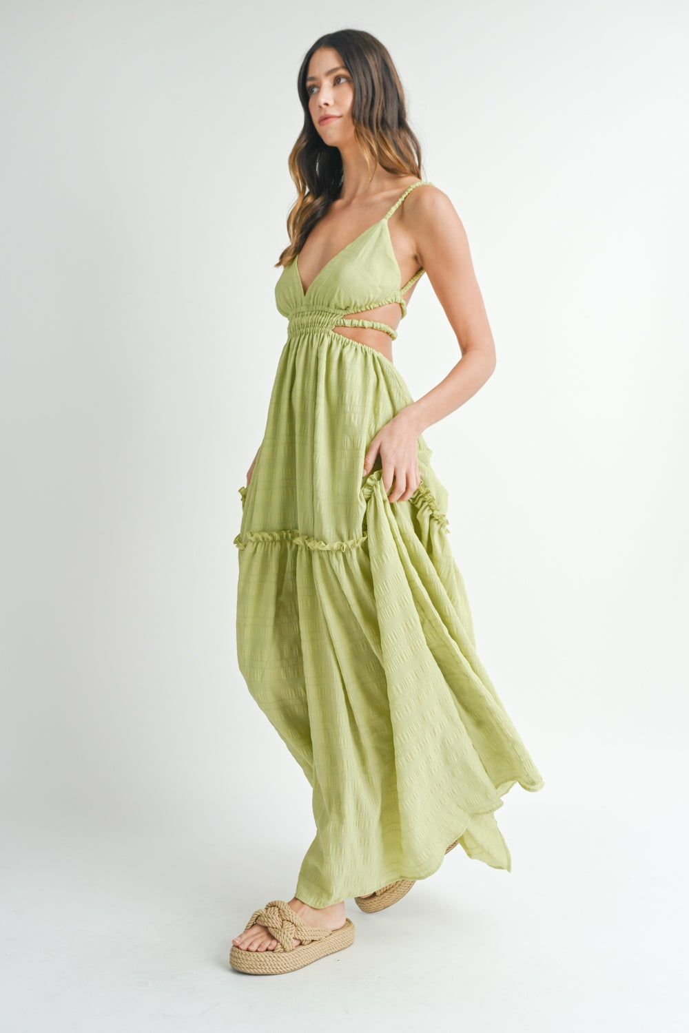 Last One Sale! Originally $78 Cutout Waist Backless Maxi Dress