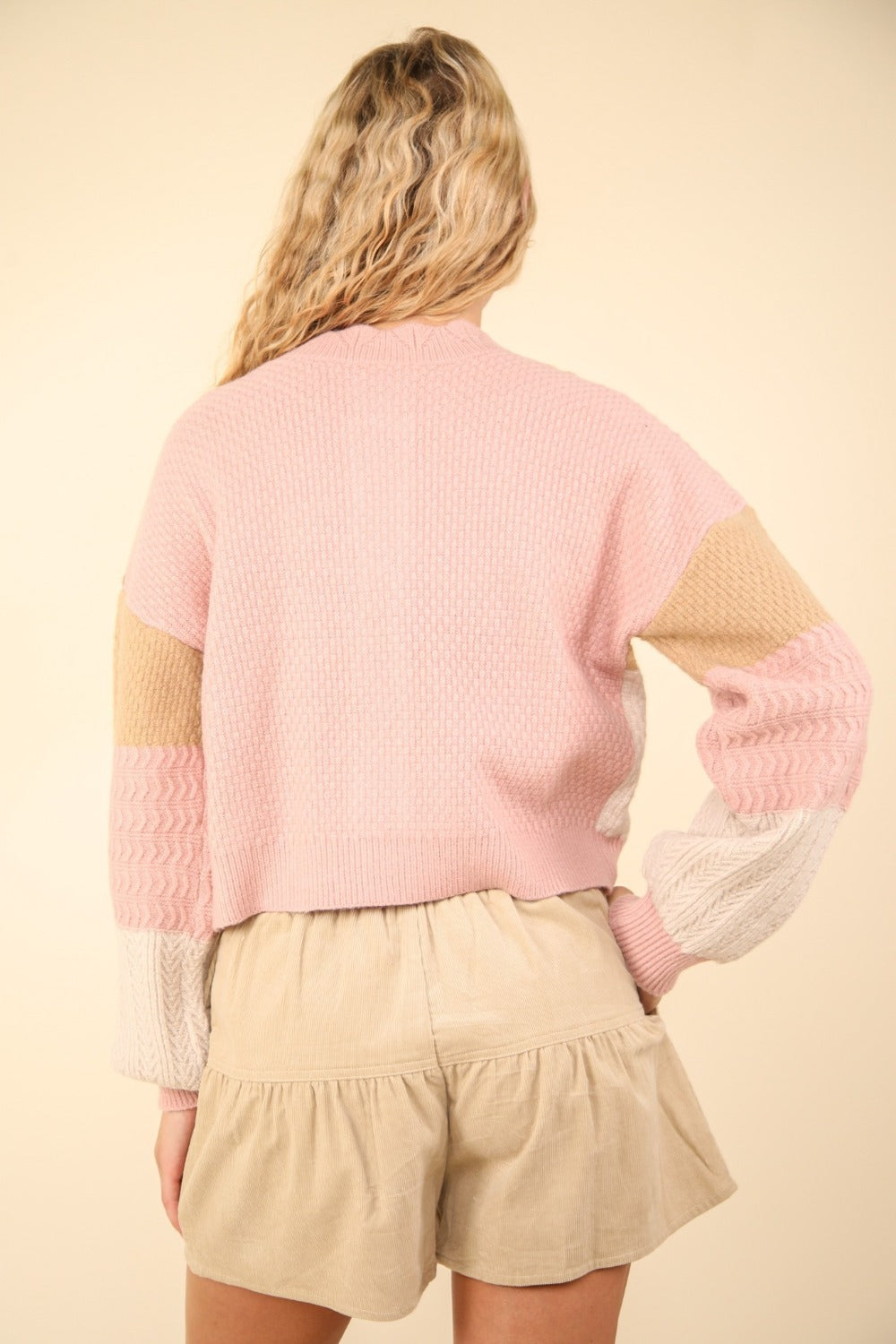 Grandma Textured Sweater Cardigan (Blush/Pink)