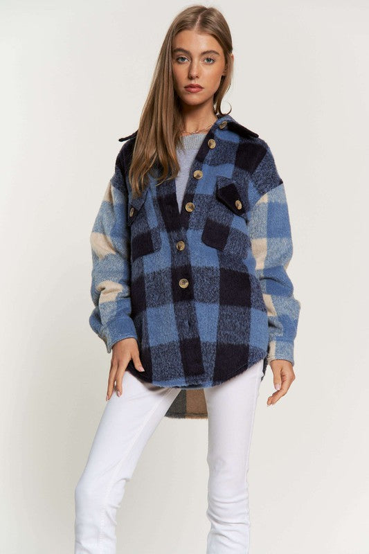 Plaid Double Pattern Shacket