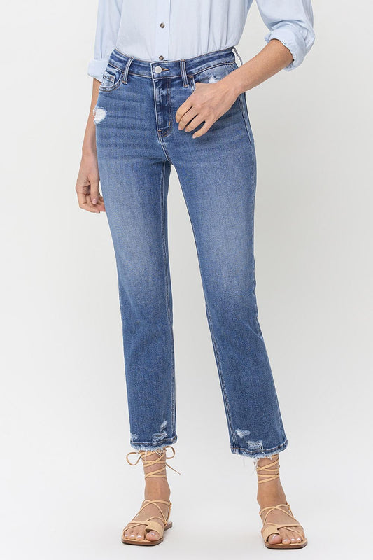 Lovervet High Rise Raw Hem Straight Jeans