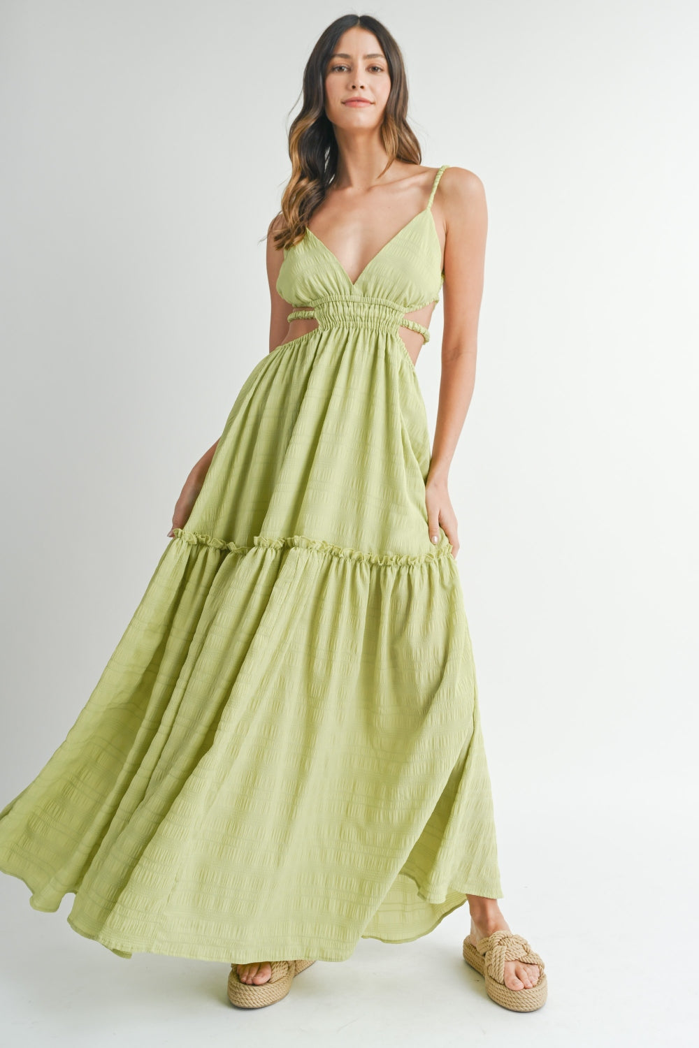 Last One Sale! Originally $78 Cutout Waist Backless Maxi Dress