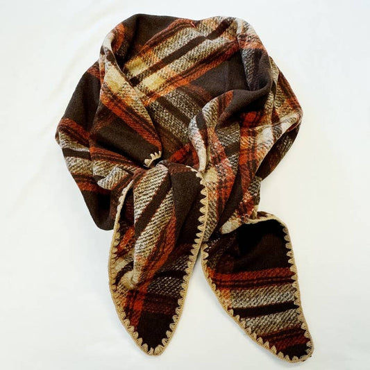 Brown Plaid Shawl Scarf