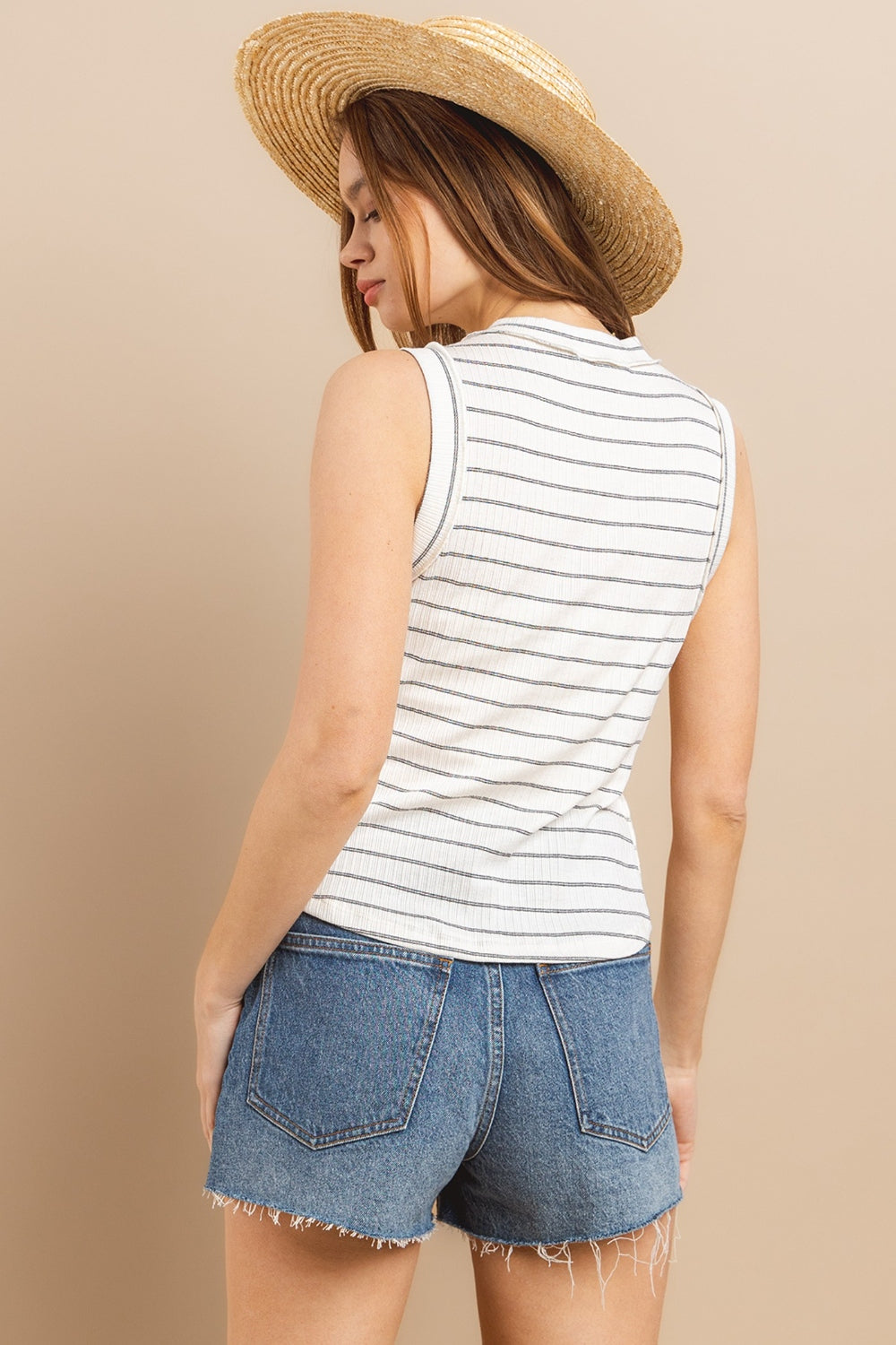 Last One Sale! Basic Striped Round Neck Tank