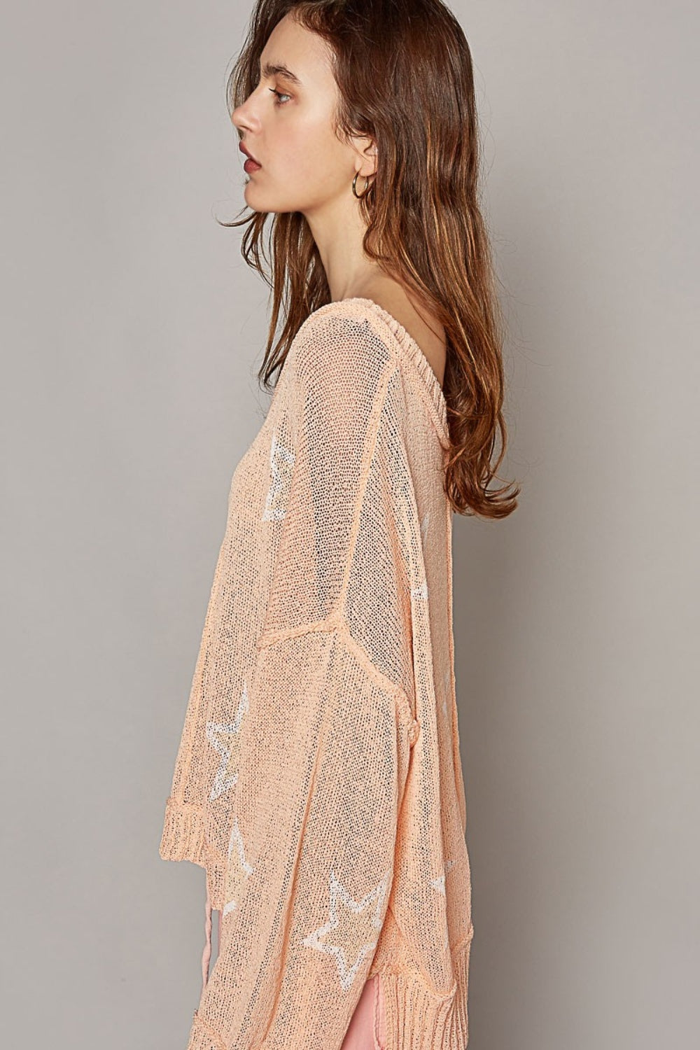 Last One Sale! Originally $58 V-Neck Long Sleeve Star Print Knit Top