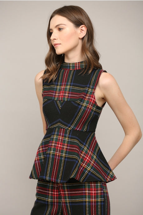 Plaid Peplum Top