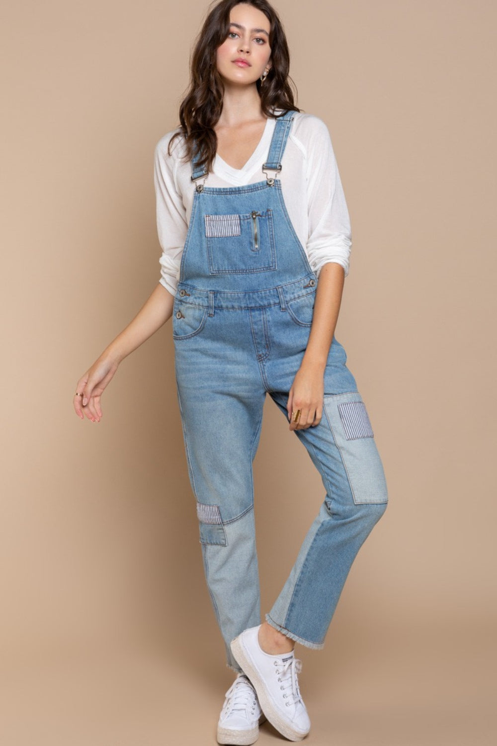 Slim Leg Denim Overalls