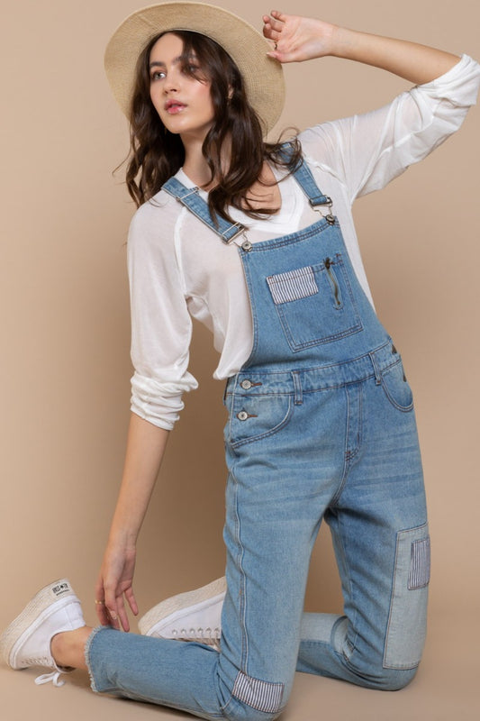 Slim Leg Denim Overalls